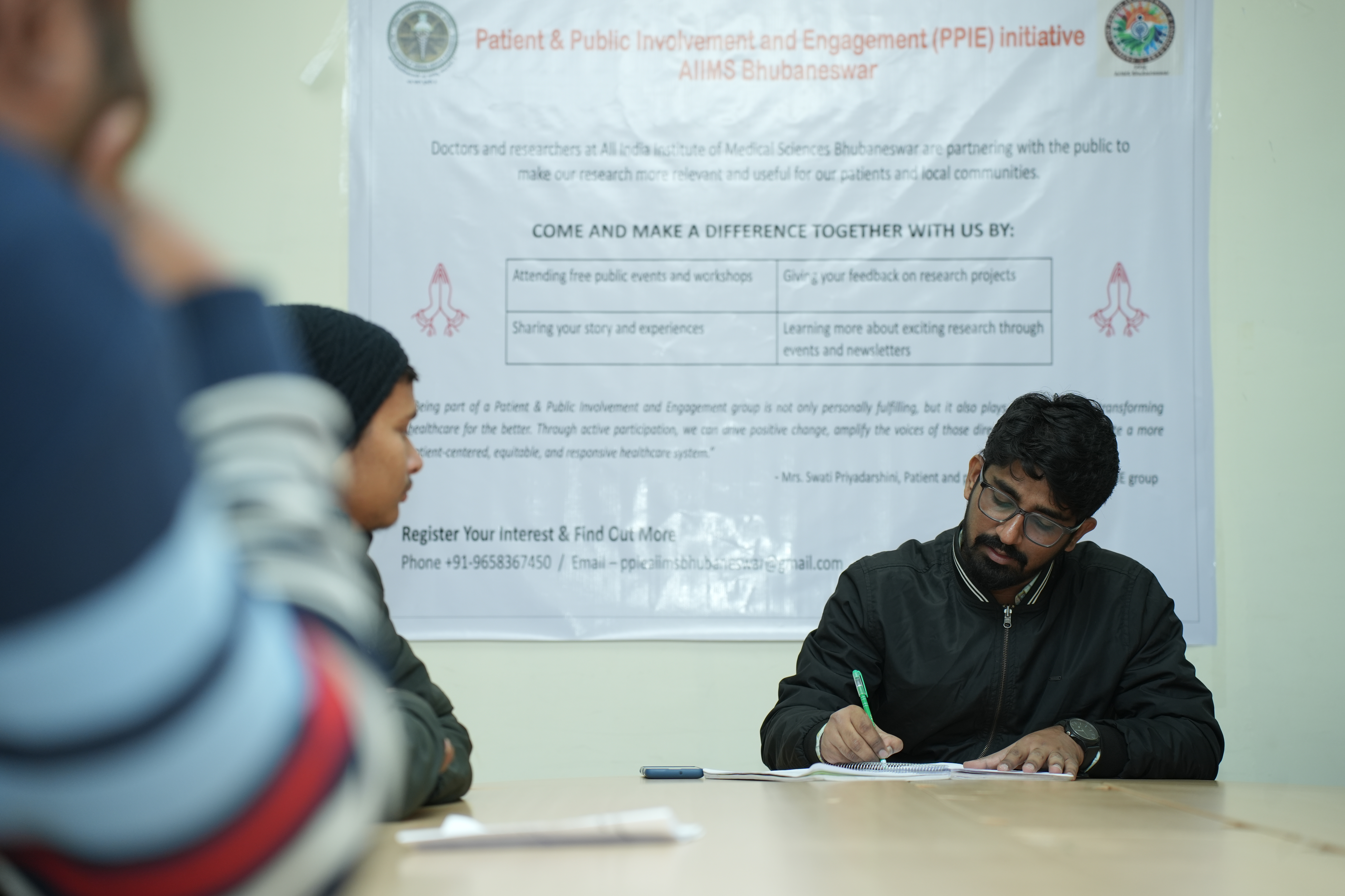 A participant registering his interest and providing valuable feedback for the PPIE initiative at AIIMS Bhubaneswar